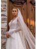 Long Sleeves Beaded Ivory Lace Tulle Timeless Wedding Dress